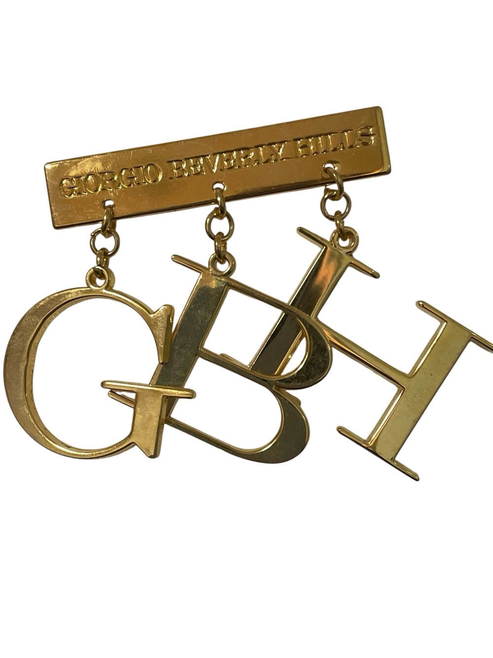Vintage GIORGIO BEVERLY HILLS Brooch Pin Logo Dangles 1980's Rodeo Drive
